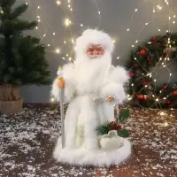 Дед Мороз под ёлку &laquo;Зимнее волшебство. В пушистой шубе, с мешком&raquo; двигается, 40 см, белый