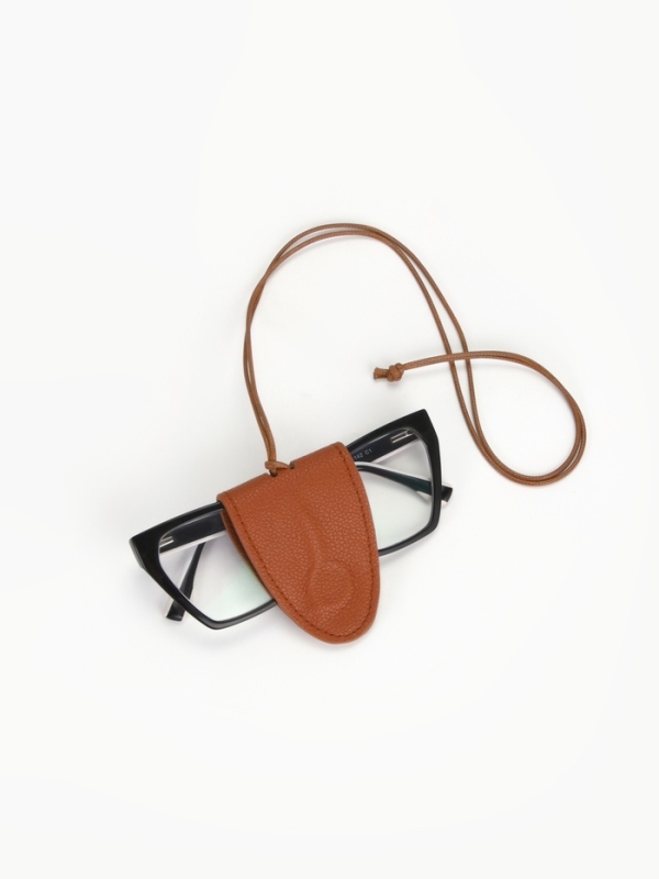 Держатель для очков на шею, шнурок  88 см, 4.5 х 7 см, коричневый