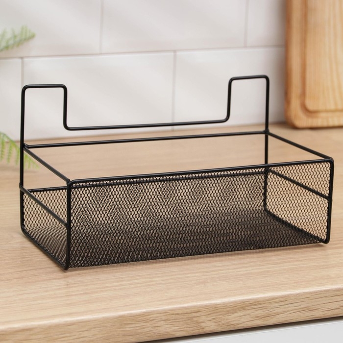 Полка для кухни Доляна, на липучках, 26&times;13,5&times;14 см, цвет чёрный