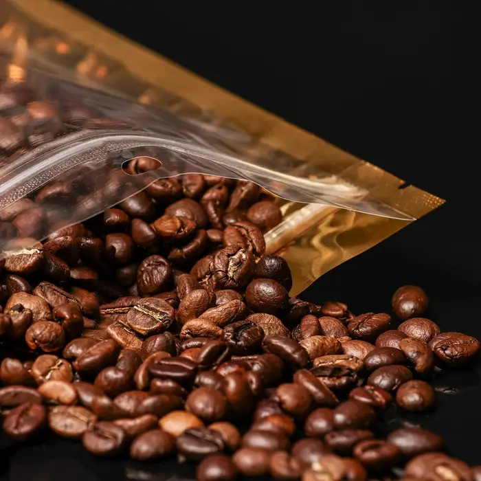 Пакет дой-пак, матовый, золотой, с прозрачной стенкой,14 х 20 х 8 см