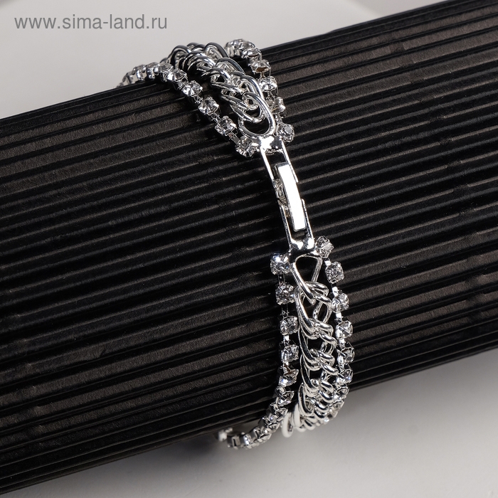 Браслет со стразами &laquo;Сияй&raquo; цепочка, цвет белый в серебре, L=18 см