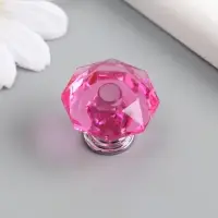 Ручка для шкатулки металл "Кристалл розовый" серебро 2,6х2,6х2,4 см