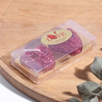 Набор свечей "Сердце с розой", 2 шт, 5х2,5см, красный