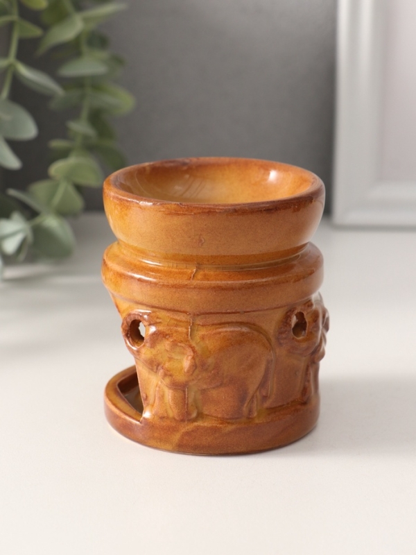 Аромалампа керамика "Слоны в саванне" корица 7х7х7,8 см