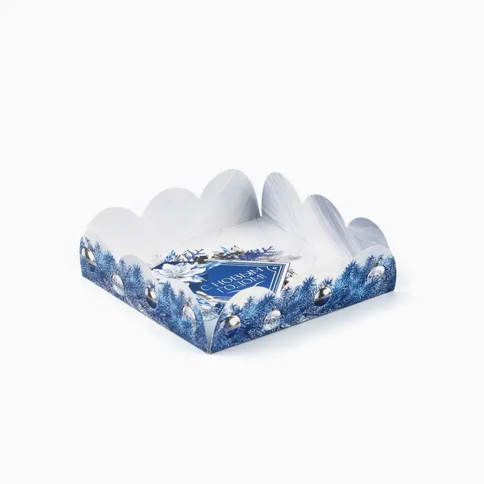 Коробка для кондитерских изделий с пластиковой крышкой &laquo;С Новым годом!&raquo;, 10.5 х 10.5 х 3 см