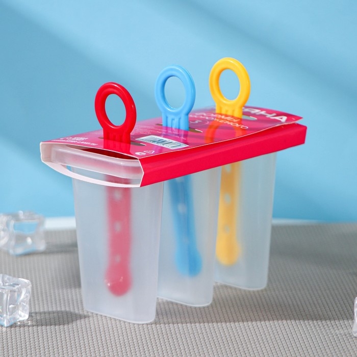 Форма для мороженого Доляна &laquo;Симпл&raquo;, 11&times;11&times;6,5 см, 3 ячейки, цвет прозрачный