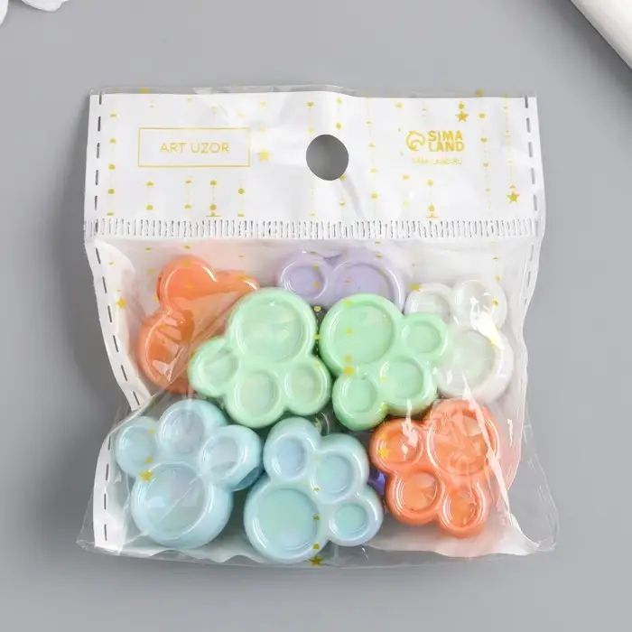 Бусина для творчества пластик "Лапка. Перламутровый глянец" МИКС 0,8х2,3х2,4 см