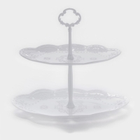 Этажерка-фруктовница овальная &laquo;Вивьен&raquo;, 2 яруса, 25,5&times;17,5/30&times;21,5 см, цвет белый