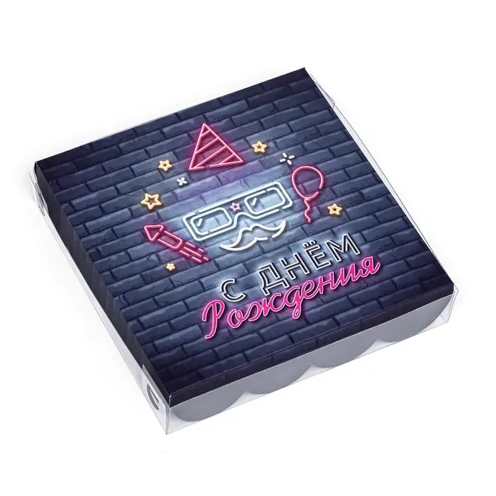 Коробка для печенья, &laquo;С Днем Рождения&raquo; 15&times;15&times;3 см