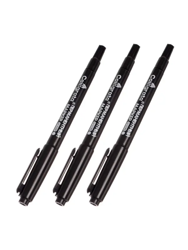 Маркер перманентный 3.0 мм Командор чёрный 12 шт.ук