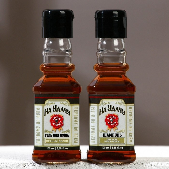 Подарочный набор косметики «На удачу», гель для душа и шампунь для волос во флаконах виски, 2 х 100 мл, Новый Год Подарочный набор косметики «На удачу», гель для душа и шампунь для волос во флаконах виски, 2 х 100 мл, Новый Год