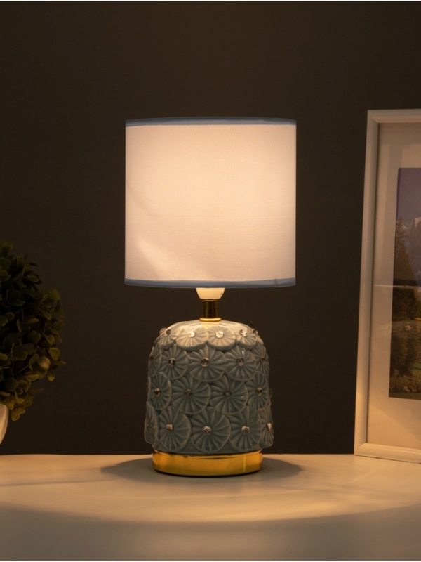 Лампа настольная "Букет" 1х40Вт Е14 голубой 14,5х14,5х30см МОДЕЛЬ: