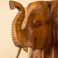Панно &laquo;Голова слона&raquo;, 32&times;15&times;22 см, дерево Суар, бежевое