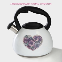 Чайник со свистком из нержавеющей стали Доляна &laquo;Сердце&raquo;, 3 л, с индикатором нагрева