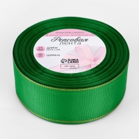 Лента репсовая 40мм*25&plusmn;1ярд(23м&plusmn;1м) золотые нити №019 зелёный АУ