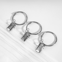 Набор для штор, кольцо разъёмное, d = 36/41 мм, 10 шт, зажим, 33 × 11 мм, 10 шт, цвет серебряный Набор для штор, кольцо разъёмное, d = 36/41 мм, 10 шт, зажим, 33 × 11 мм, 10 шт, цвет серебряный