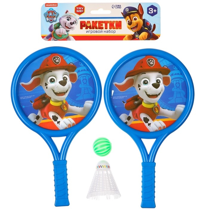 Набор игровой &laquo;Щенячий Патруль&raquo;, ракетки, воланчик и мячик