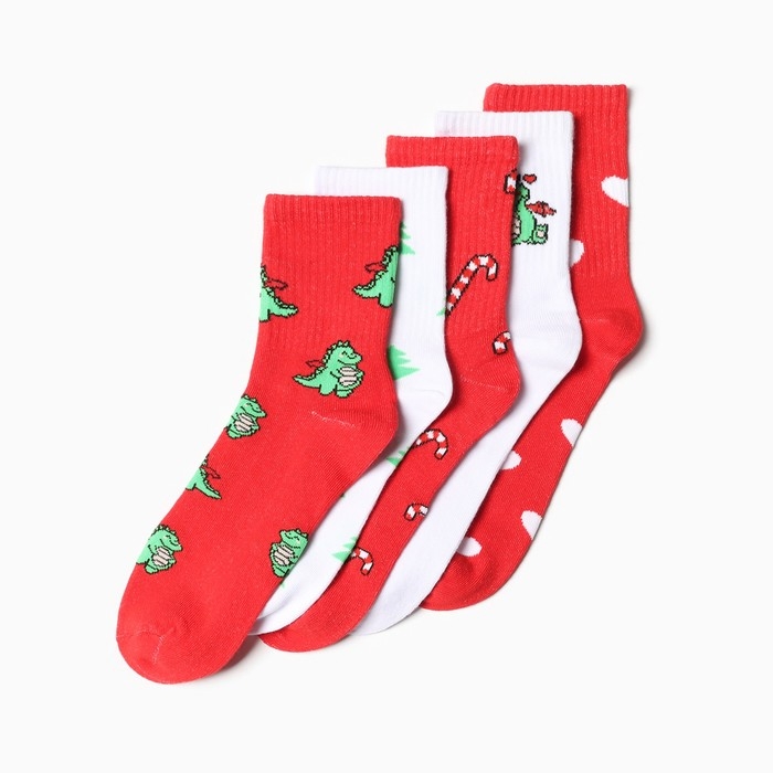 Набор новогодний женских носков KAFTAN "Праздник к нам приходит" размер 36-39 (23-25 см), 5 пар