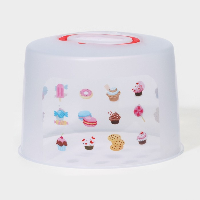 Тортовница с крышкой, съёмная подставка для пирожных, 11 ячеек, 30,5&times;21,5 см, цвет красный