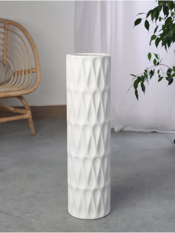 Ваза керамика напольная "Бруно" 58х15 см, белый