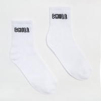 Носки женские MINAKU &laquo;CHILL&raquo;, цвет белый, размер 36-37 (23 см)