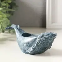 Подставка для мелочей "Кит" 6х14х5 см, гипс, серо-голубой