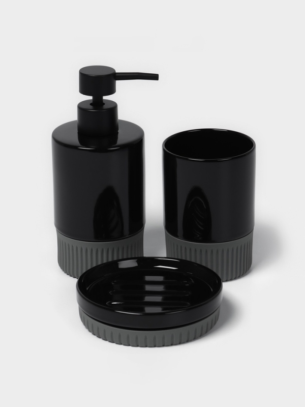 Набор для ванной "Глянец" 3 предмета (дозатор для мыла, стакан, мыльница)