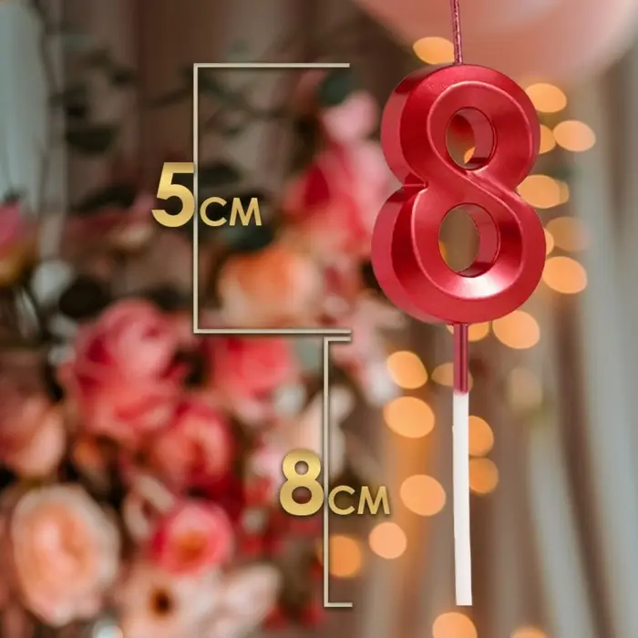 Свеча в торт на шпажке &laquo;Цифра 8&raquo;, красная, 5 см