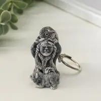 Брелок "Девочка со щенком и бубном маленькая" 4,8 см