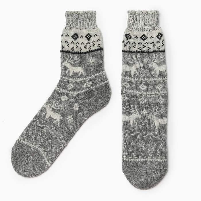 Носки новогодние мужские шерстяные Носки новогодние мужские шерстяные "Невада-олень" цвет серый, размер 29
