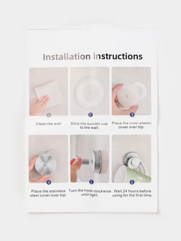 Набор крючков металлических на вакуумной присоске 2 шт, цвет черный