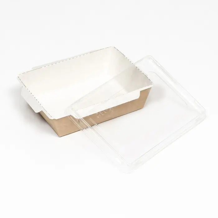 Контейнер с плоской крышкой, крафт, 0,5 л, 16 х 12 х 4,5 см