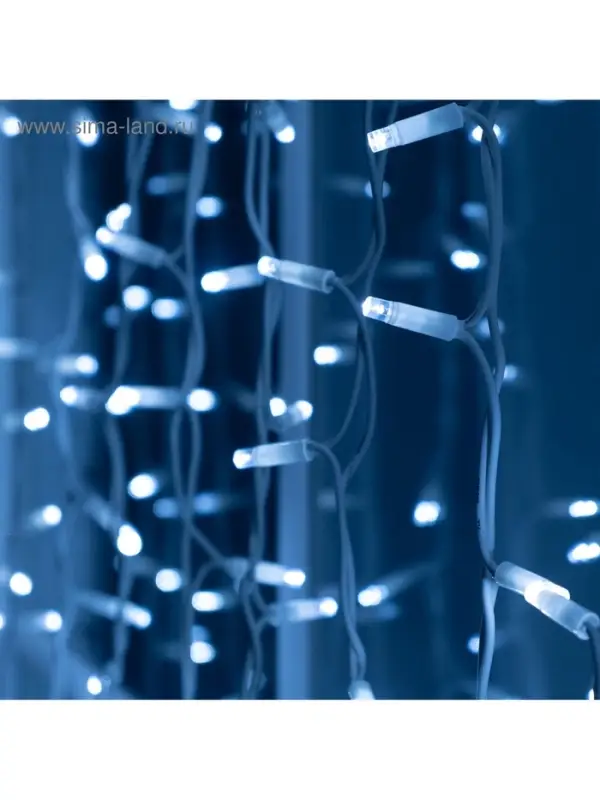 Гирлянда &laquo;Занавес&raquo; 2 &times; 3 м, IP65, УМС, белая нить каучук, 600 LED, свечение белое, 220 В