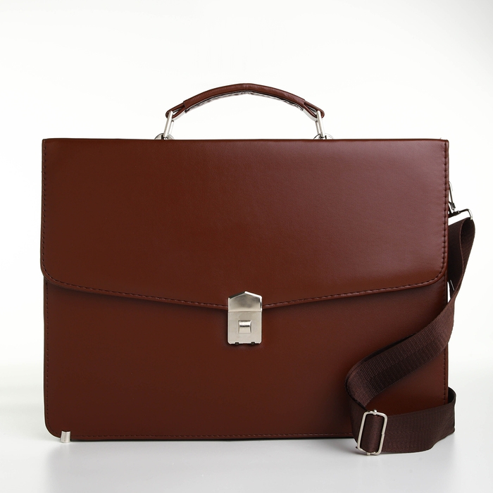 Сумка мужская деловая на клапане, цвет коричневый