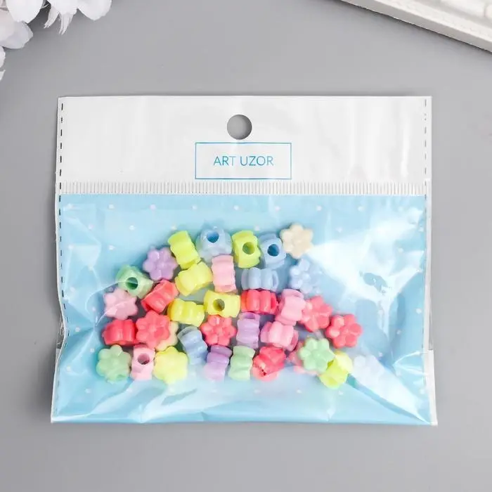 Бусины для творчества пластик "Цветочек. Пастельные тона" набор 36 шт 15 гр 1х1 см