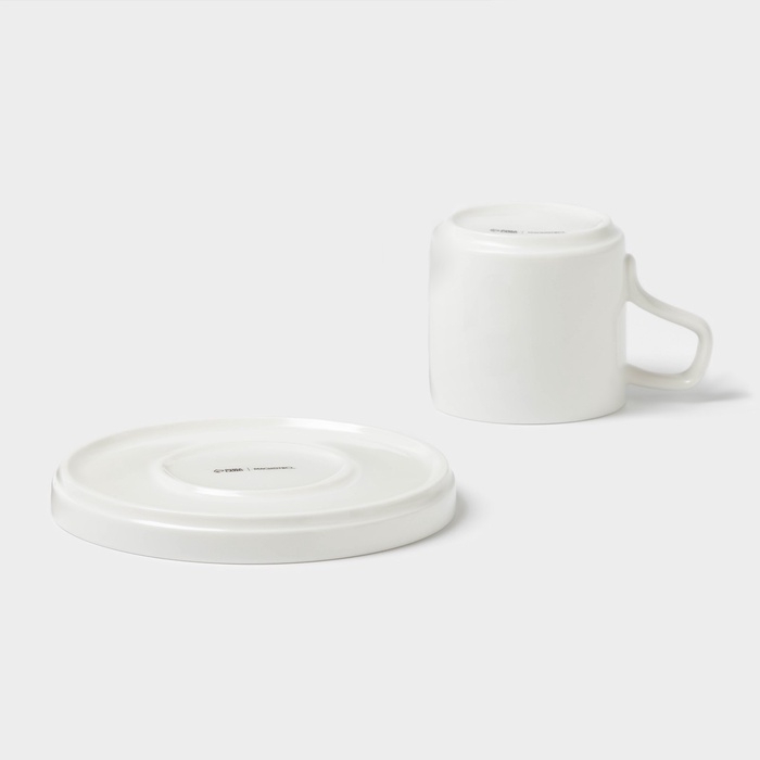 Чайная пара Magistro Modern, 220 мл, 15&times;15&times;8 см, фарфор, белая