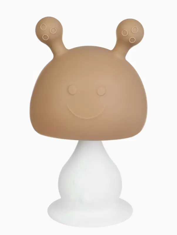 Прорезыватель силиконовый для зубов с погремушкой 3 в 1 M&B &laquo;Зайка&raquo;, бежевый