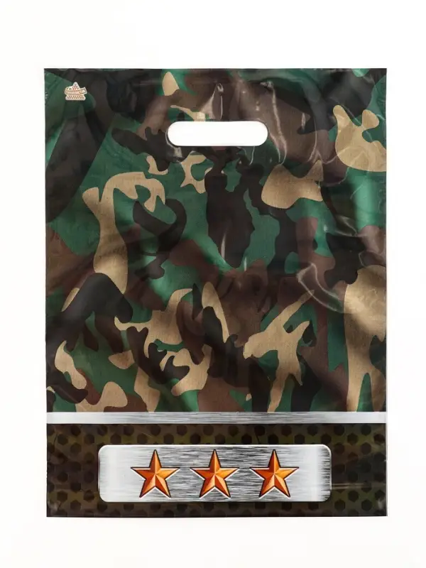 Пакет "Камуфляж", полиэтиленовый с вырубной ручкой, 31х40 см, 60 мкм