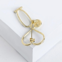 Брошь &laquo;Стетоскоп&raquo; сердце, цвет чёрный в золоте