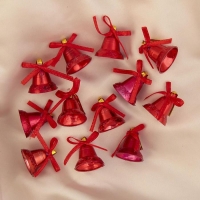 Украшение ёлочное "Колокольчики с бантиком" (набор 12 шт) 2 см, красный Украшение ёлочное "Колокольчики с бантиком" (набор 12 шт) 2 см, красный