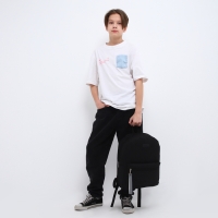 Рюкзак школьный текстильный со светоотражающей стропой, 38х29х11 см, чёрный Рюкзак школьный текстильный со светоотражающей стропой, 38х29х11 см, чёрный