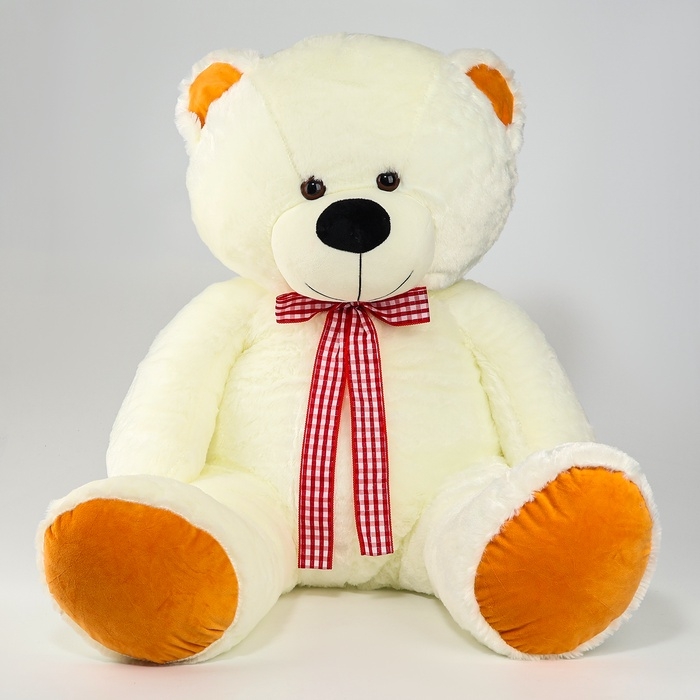Мягкая игрушка "Медведь" с клетчатым бантом, 90 см