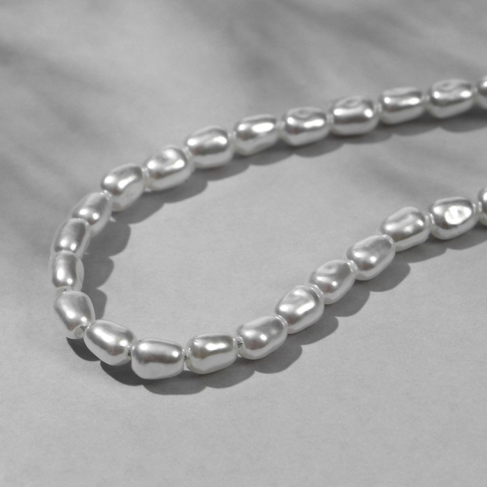 Бусины пластиковые на нити &laquo;Жемчуг&raquo; 5&times;3 мм, (набор 190 шт.), цвет белый