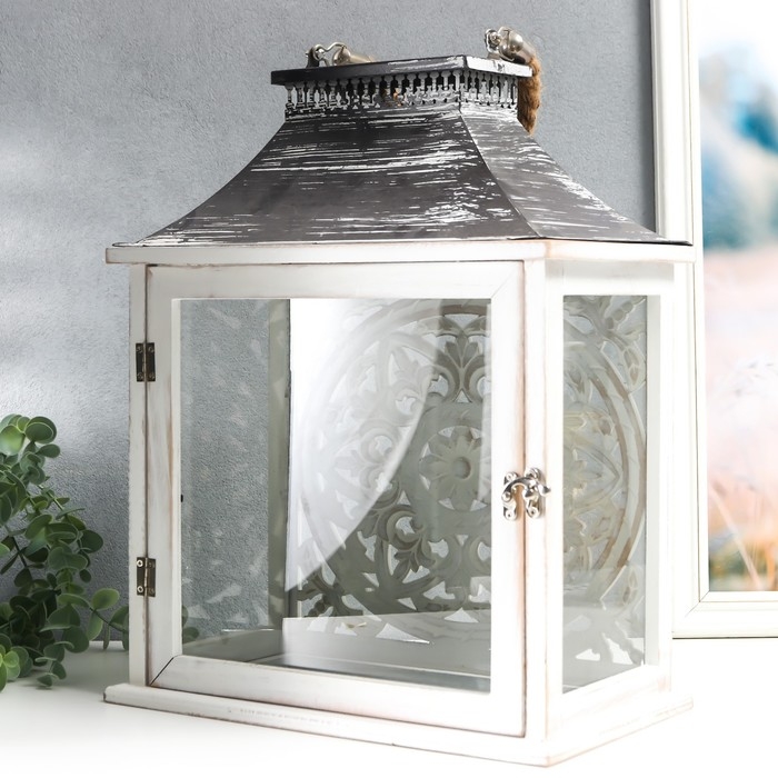 Подсвечник дерево "Медальон лепнина" набор 2 шт 29х22х13 см, 47х19х31 см