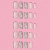 Накладные ногти &laquo;Zebra&raquo;, 24 шт, с клеевыми пластинами, форма мягкий квадрат, цвет белый/серебристый