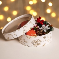 Новый год. Коробка подарочная новогодняя для макарун тубус с окном "С Новым годом" 18 х 18 х 6 см. Новый год. Коробка подарочная новогодняя для макарун тубус с окном "С Новым годом" 18 х 18 х 6 см.