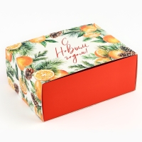 Подарочная коробка складная, новогодняя&laquo;С новым годом!&raquo;, 20 х 15 х 8 см, Новый год