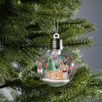 Ёлочный шар &laquo;Пятнистый оленёнок&raquo;, батарейки, 1 LED, свечение тёплое белое