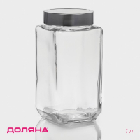 Банка стеклянная для хранения сыпучих продуктов Доляна &laquo;Призма&raquo;, 1 л, 9&times;18,5 см, с металлической крышкой