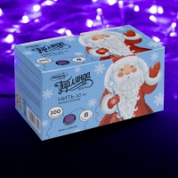 Гирлянда &laquo;Нить&raquo; 10 м, IP20, белая нить, 100 LED, свечение фиолетовое, 8 режимов, 220 В